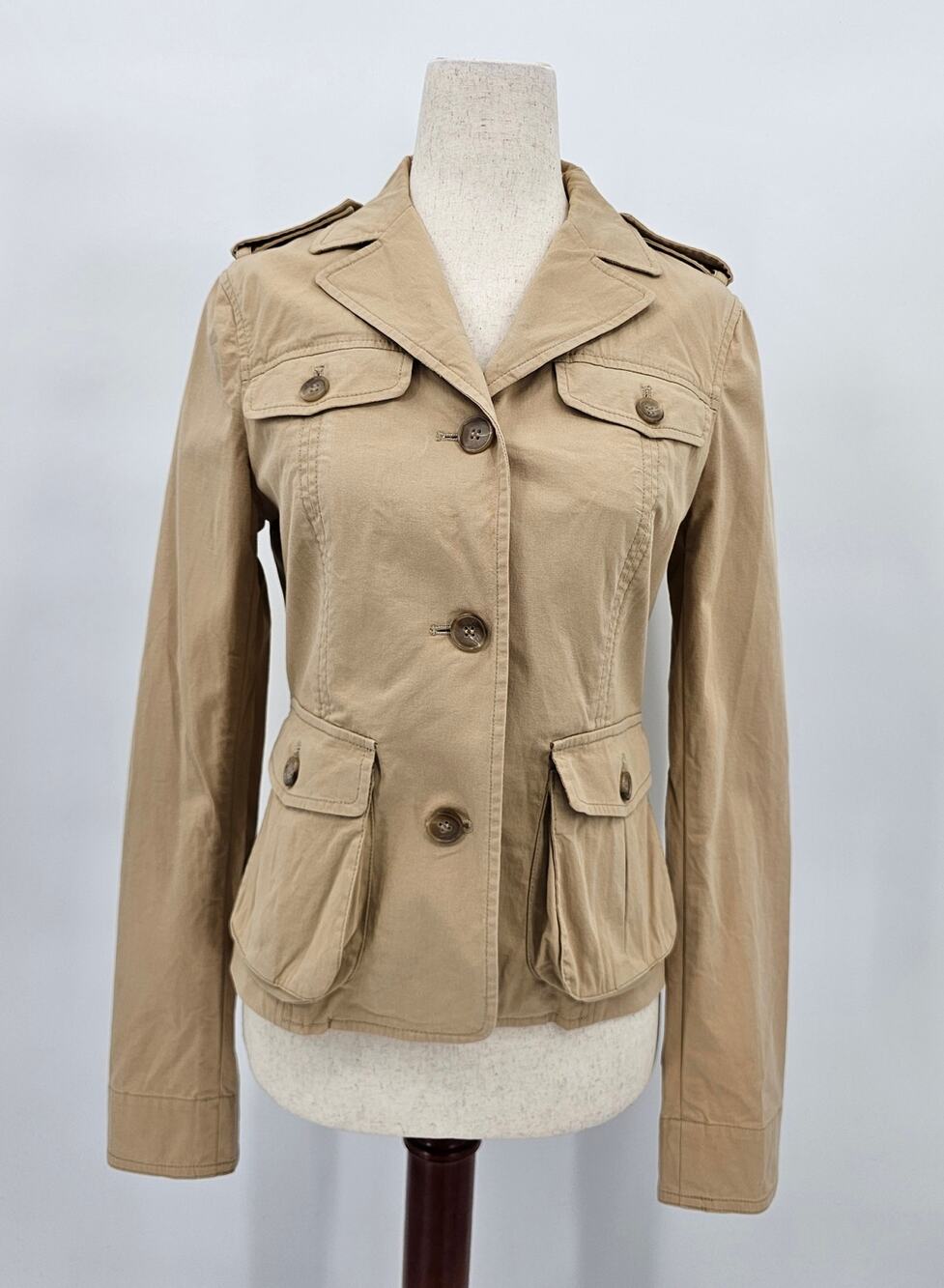 Theory for Bergdorf Goodman Women's Size 6 Khaki 4 Pocket Blazer Jacket